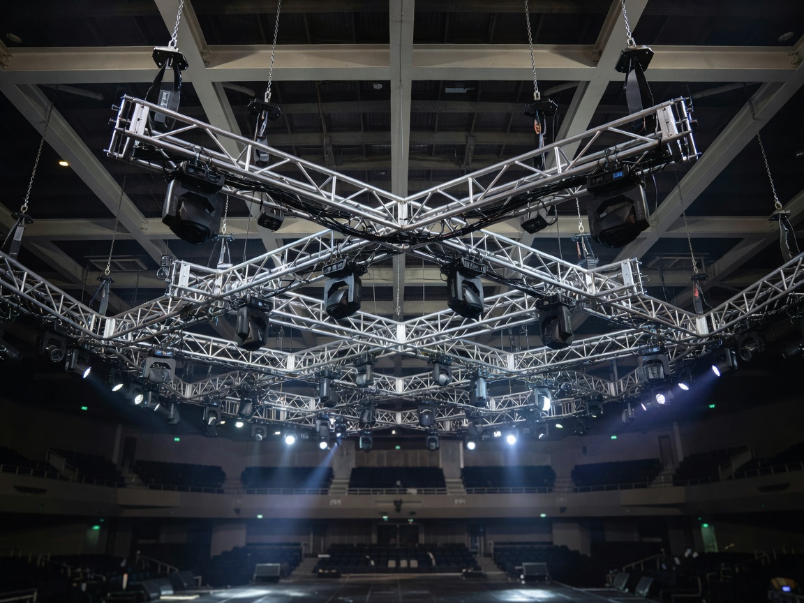Rigging truss system at a concert venue